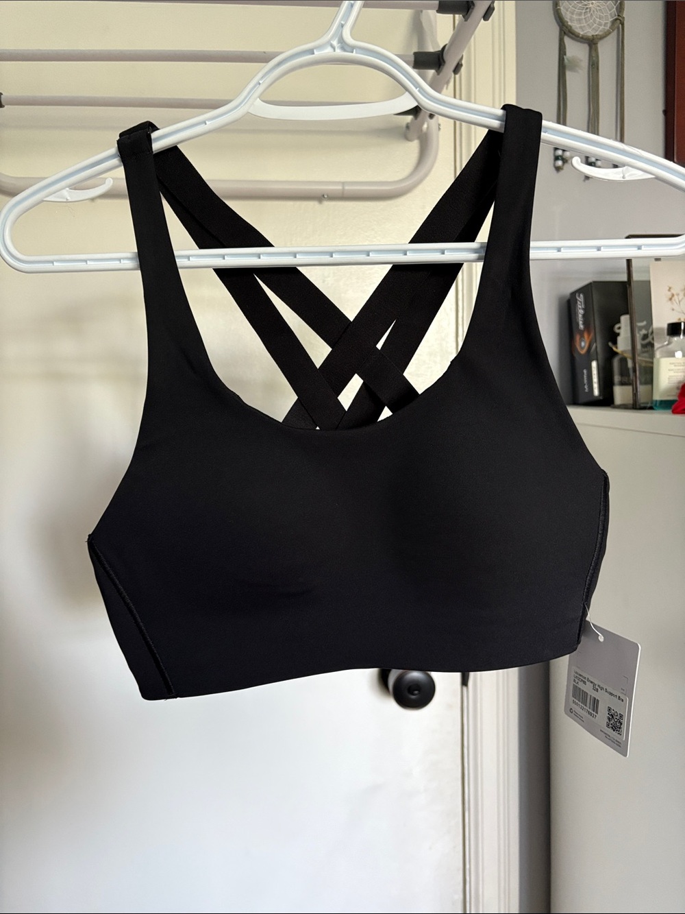Black Crossover Back Sports Bra